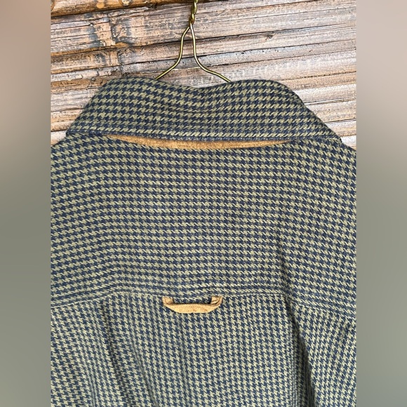 Vintage 90s Orvis Heavy Striped Houndstooth Flannel Shirt Brown M - Picture 6 of 6
